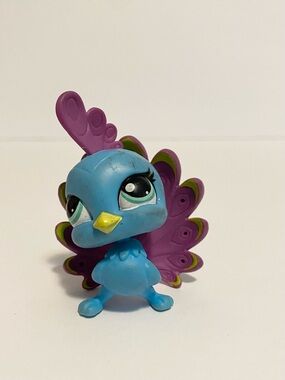 Little Petshop Bird Basil Featherstone 2010 LPS Peacock Blue Purple Toy